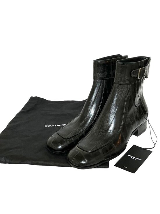 Saint Laurent Paris Miles Ankle Boots Leather Short 43 Black